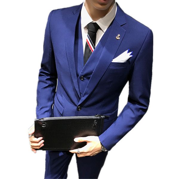 

men's suits blazers groom male wedding dance dress slim fit tuxedo men formal business suit 3 pieces set jacket coat trousers pants ves, White;black