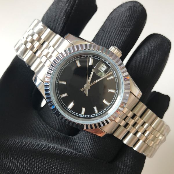 

luxury watches aaa watch silver case date 36mm size black dial automatic mechanical just men women watches quality stainless steel wristwatc, Slivery;brown