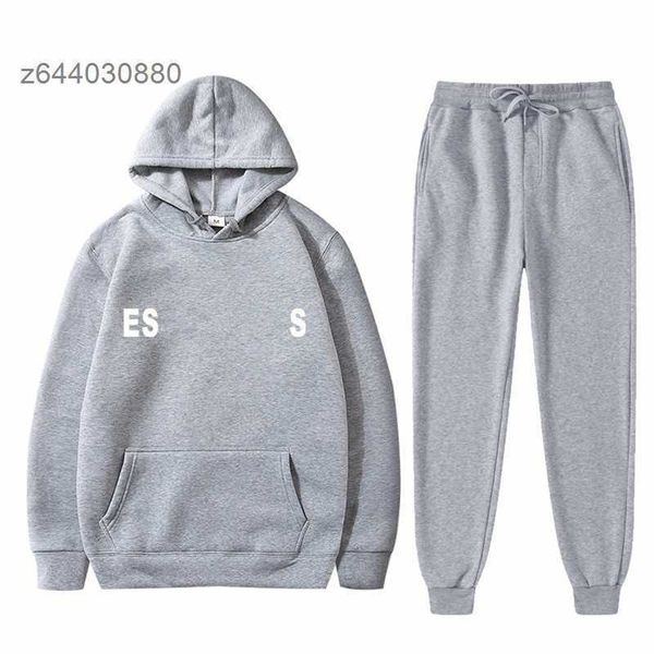 

men's tracksuits hoodies designer sweatshirts new brand essential autumn hoodie pants fleece casual loose fashion, Gray