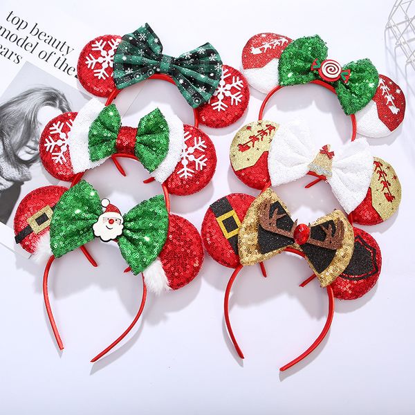 

xmas headbands hair jewelry christmas hairbands for girls cute mouse ear kids antler bands plastic hoop accessories drop delivery, Slivery;white