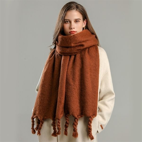 

scarves solid cashmere scarf for women luxury winter warm shawl bufanda tassel neckerchief female echarpe pashmina wraps poncho 221010, Blue;gray