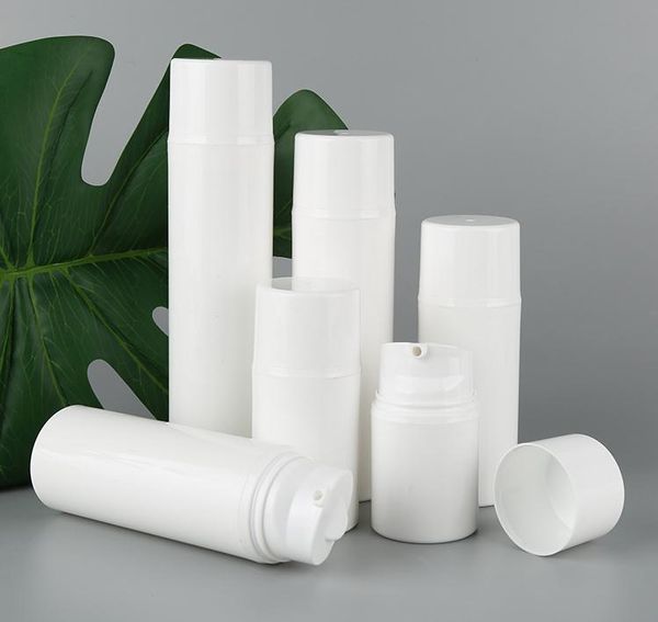 

100pcs white pp airless bottle vacuum pump bottle used for cosmetic container 30ml 50ml 80ml 100ml 120ml 150ml