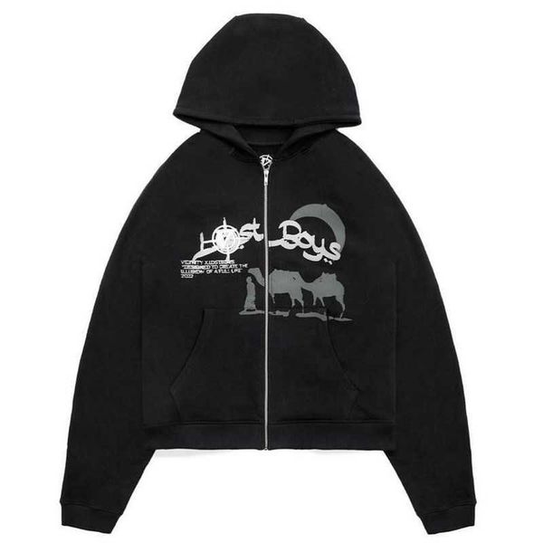 

men's hoodies sweatshirts y2k hip hop full zip up rhinestone hoodie men gothic streetwear long sleeve oversized anime sweatshirt i7f0, Black