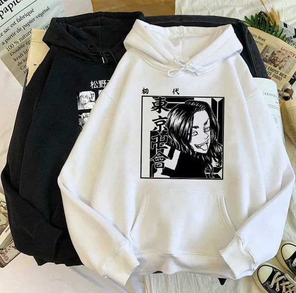 

men's hoodies sweatshirts japanese anime tokyo revengers hoodies men kawaii cartoon sano manjiro graphic streetwear harajuku hip hop ma, Black