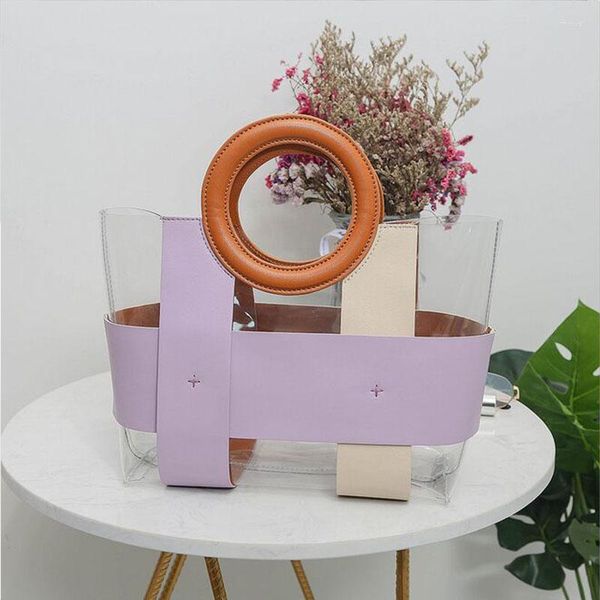 

evening bags fashion clear tote bag summer composite leather pu transparent women handbags pvc handbag jananese korean