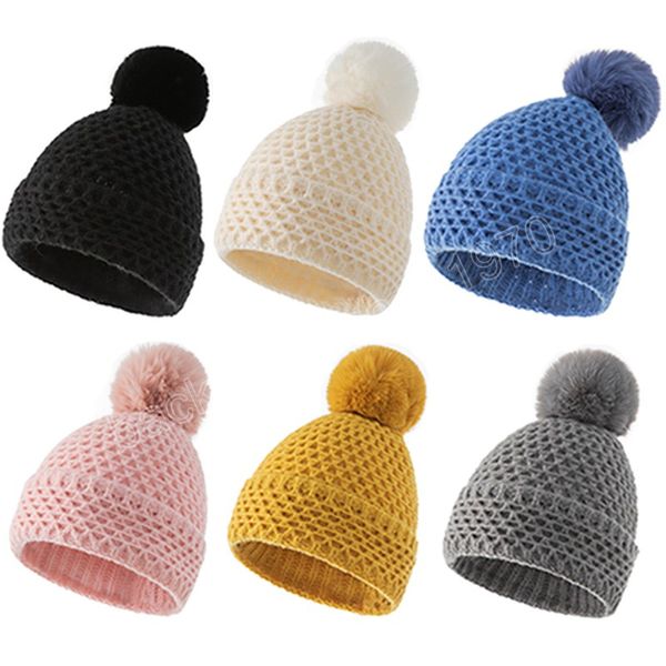 

21x21 cm women solid color knitting wool caps autumn and winter soft warm hats girls headwear clothing decoration, Yellow