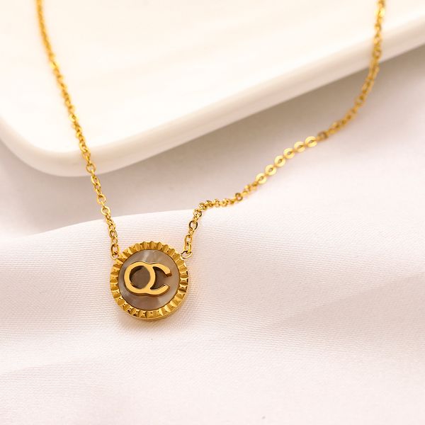 

luxury design necklace 18k gold plated stainless steel necklaces choker chain brand double letter pendant fashion womens wedding jewelry acc, Silver