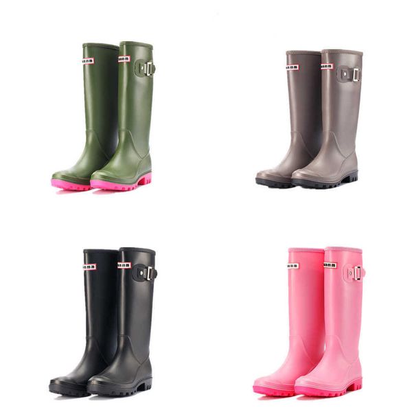 

boots rain boots mid calf boot insulated rubber rainboots women waterproof knee-high wellies wellington galoshes green paris, Black