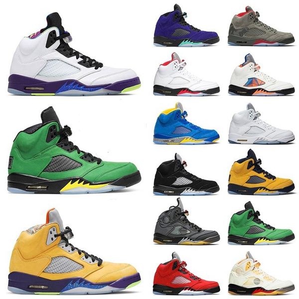 

new men jumpman basketball shoes 5s bluebird oreo flu game twist stone blue 5 alternate grape, Black
