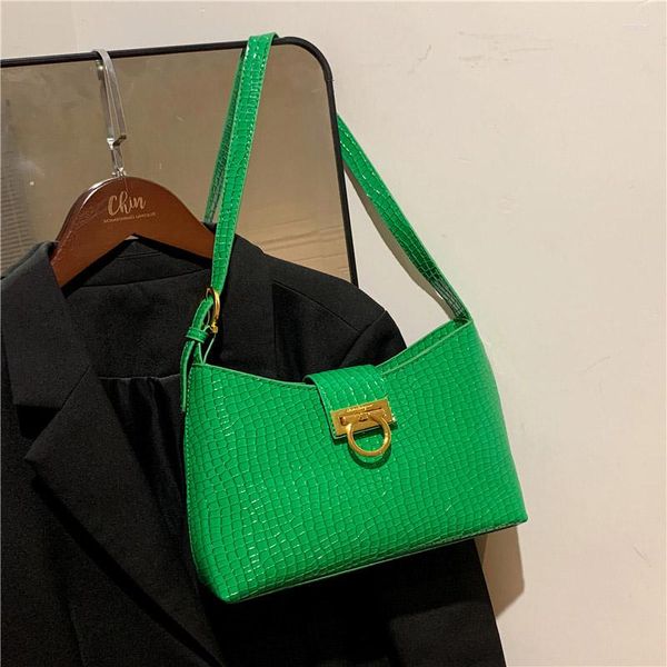 

evening bags fashion shoulder for women crocodile pattern crossbody bag pu leather solid color simple handbag women's