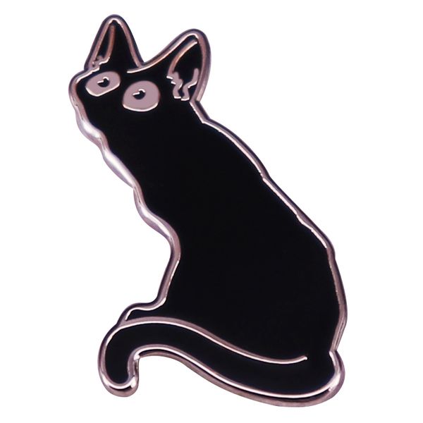

black cat staring enamel pin badge brooch gift backpack decoration jewelry, Blue