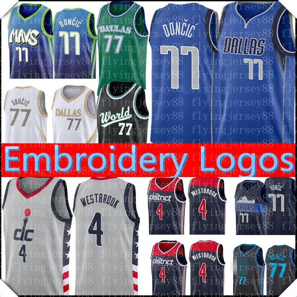 

college wear # 77 luka mens jersey doncic russell 4 westbrook basketball jerseys grey green black white red blue s- 66666