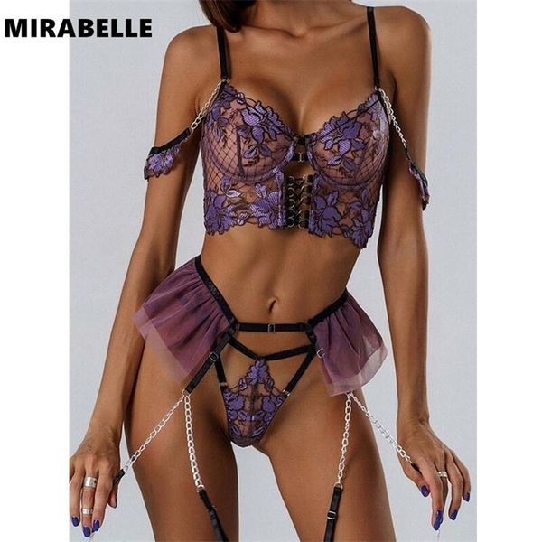 

set mirabelle fine lingerie women fancy underwear lace bra and panty sets transparent erotic sets purple garter thong intimate, Red;black