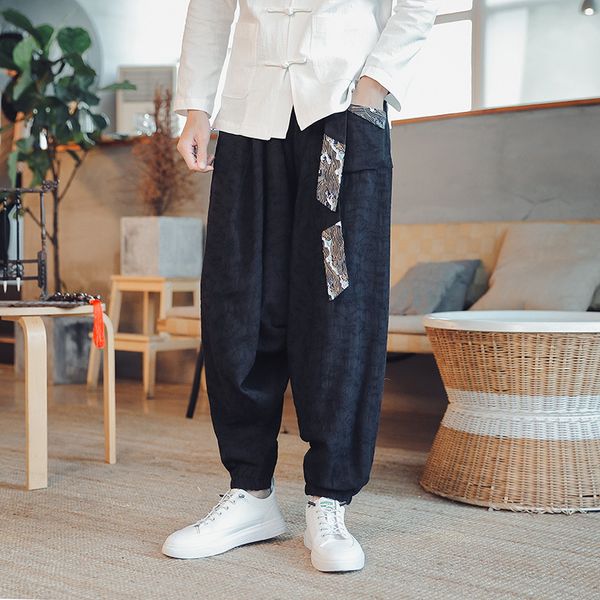 

men's pants baggy wide leg streetwear fashion oversize male jogging casual spring summer harem men trousers 5xl 221010, Black