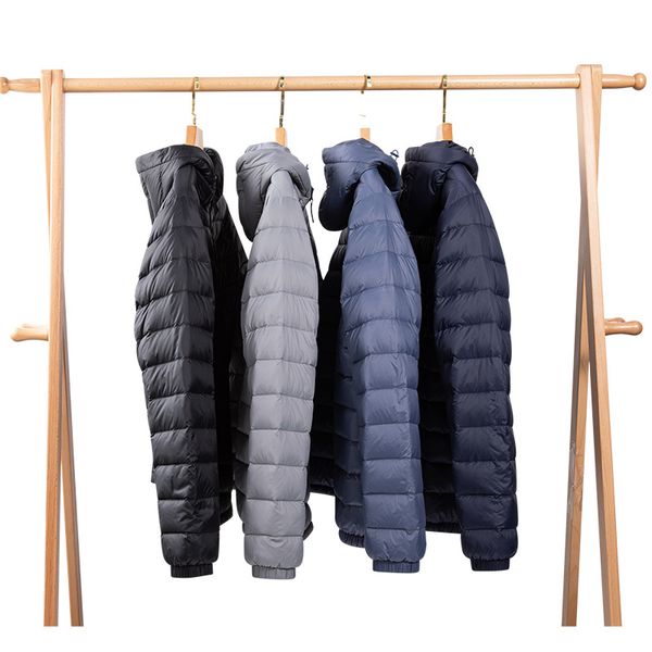 

men's down parkas men's winter hoodies water and windresistant ultra lightweight down jacket grade men casual brand down coats 221, Black