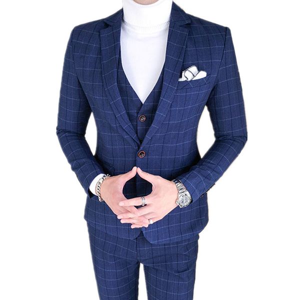 

men's suits blazers men's suit 3 piece set blazer pants vest british style business banquet boutique jacket coat trousers size 5xl, White;black