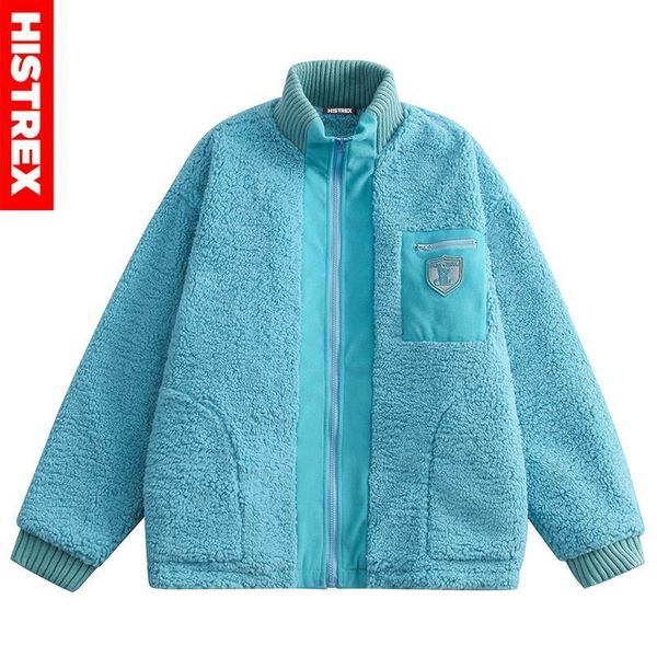 

men's jackets histrex jacket parkas men thick lambswool outerwear winter warm fleece coats korean solid stand collar jacket cotton park, Black;brown