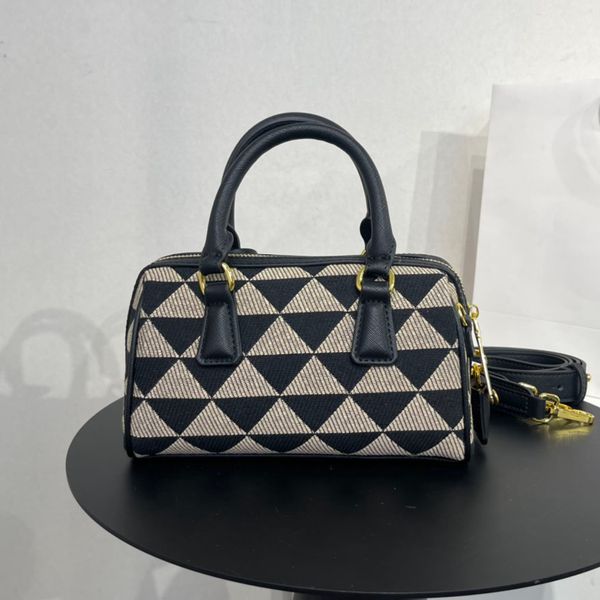 

leather designer women's handbag weaving fabric galleria embroidery handheld crossbody fabric weaving black cross grain leather fashion