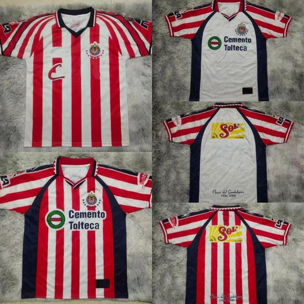 

1998 1999 2000 retro chivas guadalajara soccer jerseys 98 99 00 collection uniforms home away white red camiseta man vintage classic footbal, Black