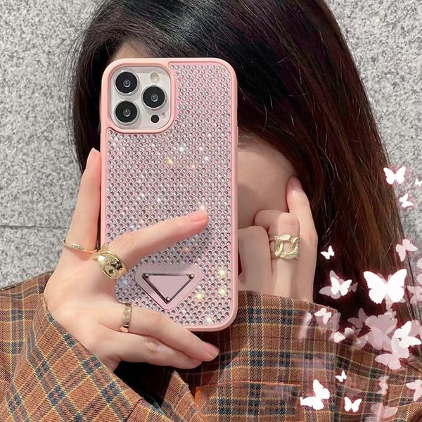 

Designer Phone Cases Luxury Rhinestone Case Fashion Yellow Pink Pattern Phonecase Shockproof Cover Shell For IPhone 14 Pro Max 13 PLUS 12