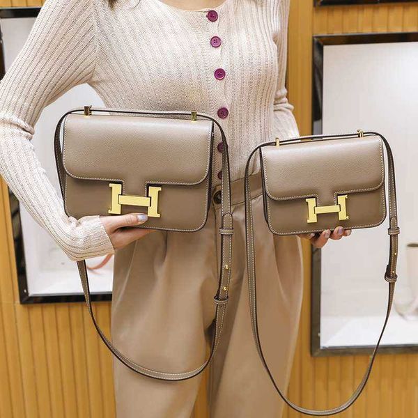 

designer herme handbags 2021 new h buckle kangkang bag fashion stewardess small leather womens tofu single shoulder messenger square oxya
