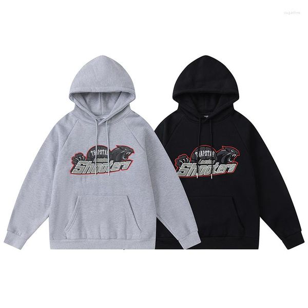 

men's hoodies 2023fw london hoodie men woman tiger towel embroidery shooters letter pullover fleece hooded sweatshirts, Black