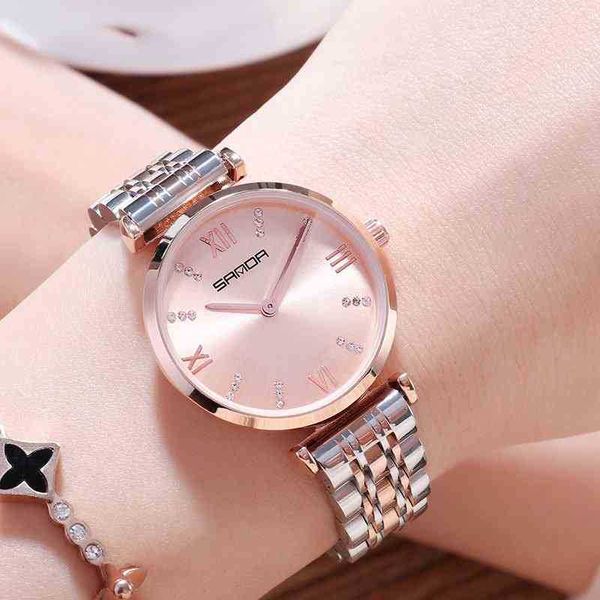 

quartz wristwatch stainls steel strap women watch wrist watch, Slivery;brown