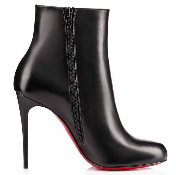 

elegant winter fifi booty luxury women's boots red botto ankle boots round toe lady booties fashion nice dress party eu35-43.with box, Black