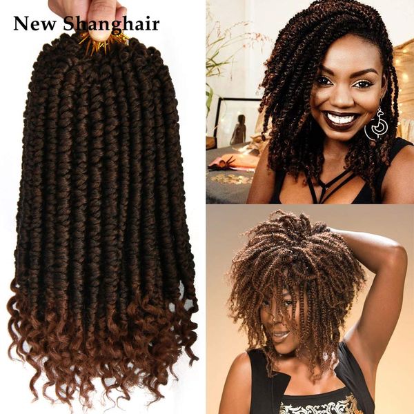 

spring senegalese twist crochet hair 12 inch crochet twist hair with curly ends spring twist crochet braids bs27, Black