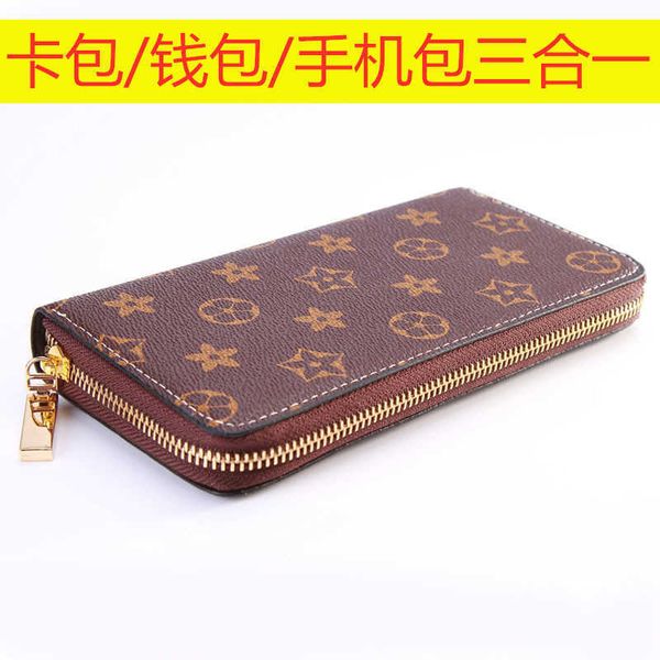 

wallets men's and women's handbag long wallet zipper mobile phone bag new fashion business men's flower multi card handbag, Red;black