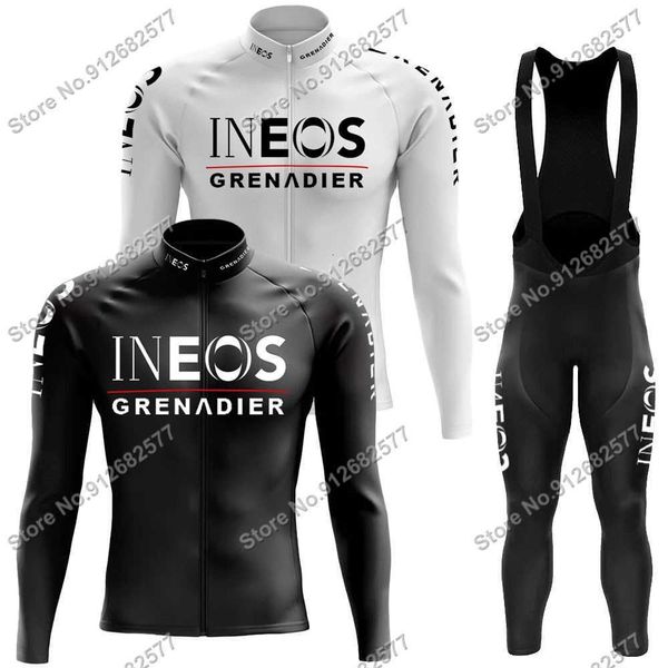 

cycling jersey sets 2022 ineos grenadier team black whtie cycling jersey set mens long sleeve clothing road bike suit pants bib mtb maillot, Black;red