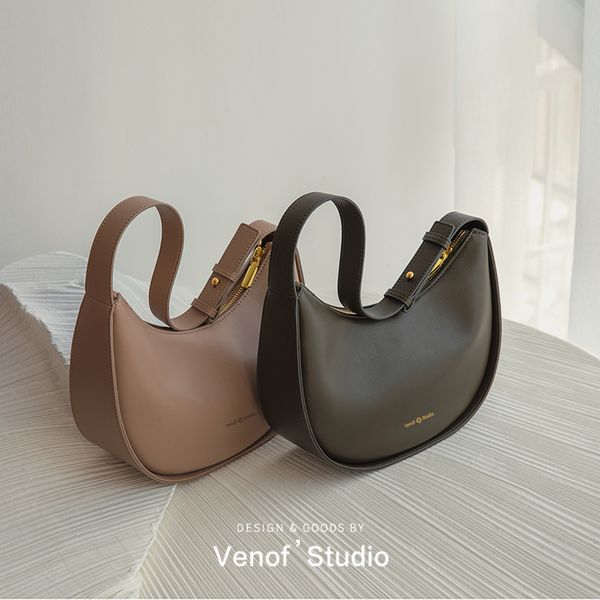 

evening bags venof women's brand soft leather shoulder crossbody bag ladie cowhide message half moon tote luxury designer handbags woma