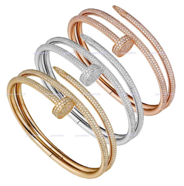 

2022s classic women bangles gold silver nail bracelet titanium steel cuff bangle nlay diamond bracelets womens mens love jewelry gift with v, Golden;silver