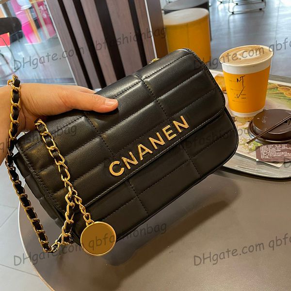 

womens rectangle plaid lmabksin quilted bags gold metal matelasse chain crossbody shoulder messenger purse with lucky charms outdoor sacoche
