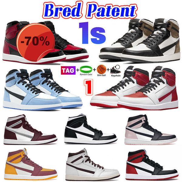 

designer 1 high og 1s basketball shoes patent bred taxi university blue bleached coral mid light smoke grey black white heritage dark mocha