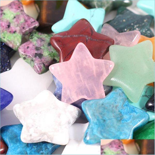 

stone 20mm random color mini star statue natural stone carving home decoration crystal polishing gem drop delivery 2022 jewelry bdesyb dhuwt, Black