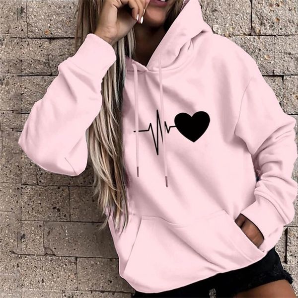 

womens hoodies sweatshirts women men hoodie solid color love print drawstring winter hoodie long sleeves keep warm loose spring hoodie 22101, Black
