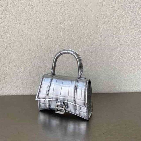 

designer balencigas trendy bags family bag letter buckle fashion mini hourglass crocodile pattern real cow leather women's singl