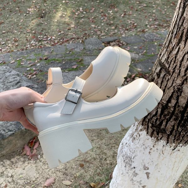 

dress shoes women mary jane woman vintage girls high heel platform lolita japanese style college student big size 43 221010, Black