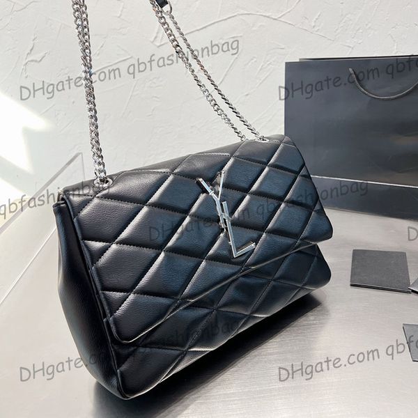 

womens jamie gaby quilted jumbo bags genuine leather large capacity outdoor sacoche messenger purse gold/silver metal chain crossbody should