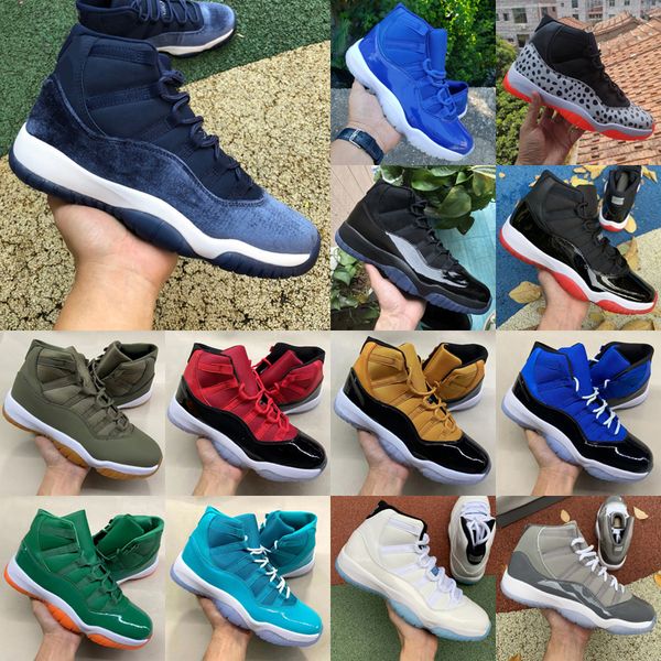 

11 suede blue basketball shoes men women high og concord fur velvet midnight navy cool grey animal instinct pink low sneakers trainer size 3