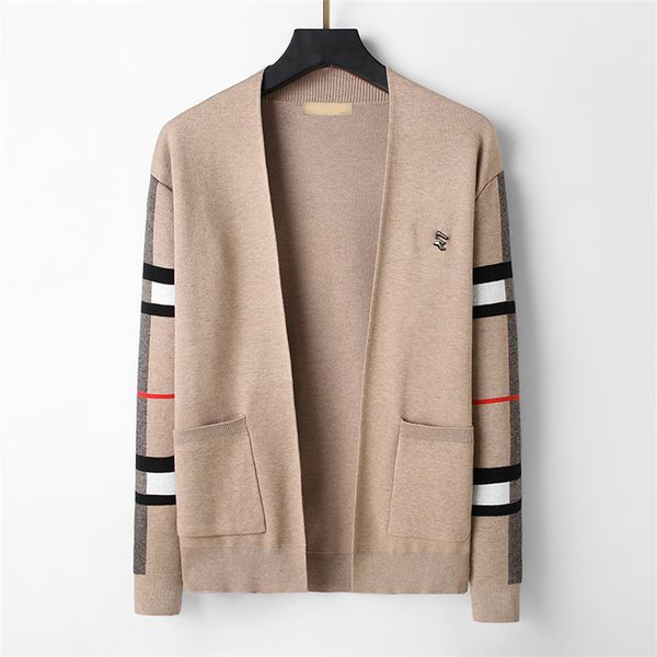 

designer men's sweater check brand knitted cardigan pullover fashion casual business slim fit long classic luxury wool warm pullover st, White;black