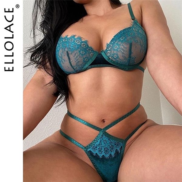 

other panties ellolace lace sensual erotic lingerie push up underwire bra set woman 2 pieces solid gstrings thongs velvet underwear 221010, Red;black