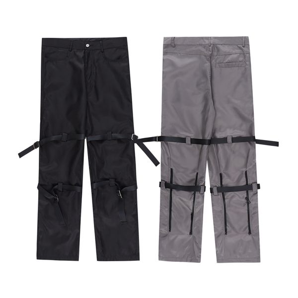 

cargo pants back zipper knee sashes gray and black color for male straight baggy casual waterproof trousers, Black;brown