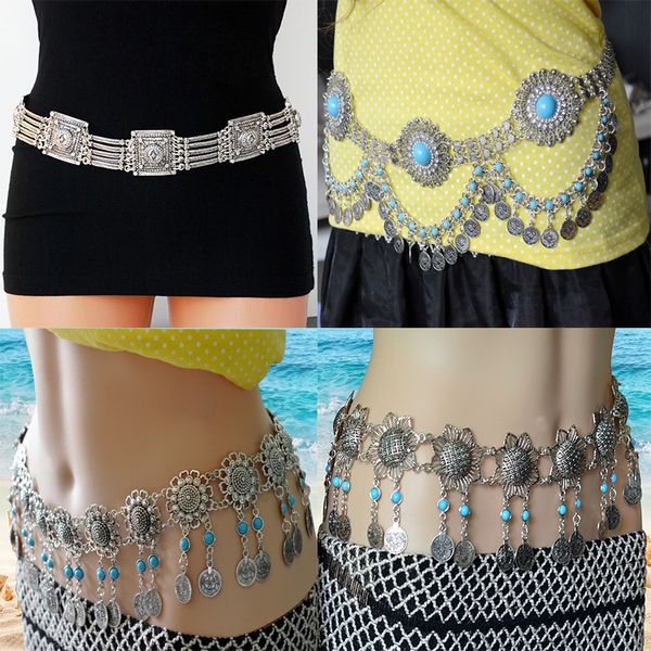 

waist chain belts turkish gypsy metal flower coin tassel s body jewelry belly dance belt charm for women boho 221010