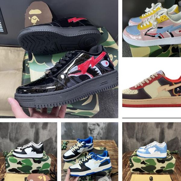 

bapestas bape sta sneakers casual shoes designer men women sk8 skate sneaker abc camo stars skateboard sneaker fashion size 35-45, Black