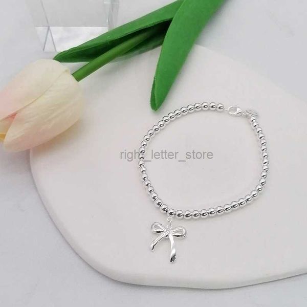 

beaded strands luxury boutique silver bow beaded bracelet 925 sterling silver fashion classic holiday gifts for girls with box g220921, Black