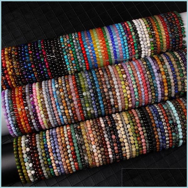 

beaded strands 6mm natural stone purple agate tigers eye women strands bracelet handmade semi-precious ball elastic bracelets drop ot9h7, Black