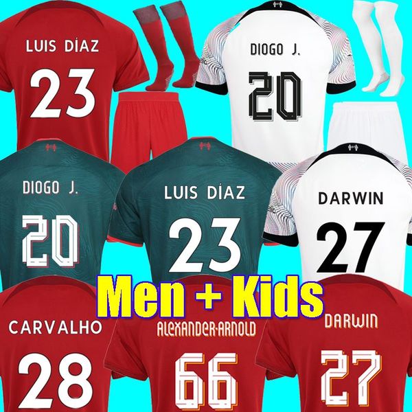 

22 23 soccer jerseys 5a quality season home away 3rd darwin 2022 2023 mohamed diogo luis diaz alexander arnold football kit shirts men kids, Black;yellow