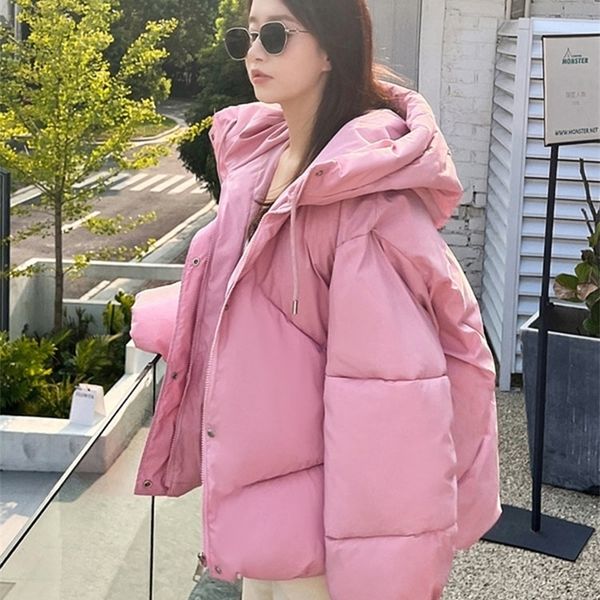 

womens down parkas circyy winter jacket for women coat hooded pink cropped jacket oversize parka thick warm cotton puffer coat padded clothi, Black